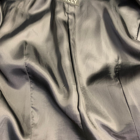 BALLY Size 12 Black Leather Hidden Buttons Jacket Blazer