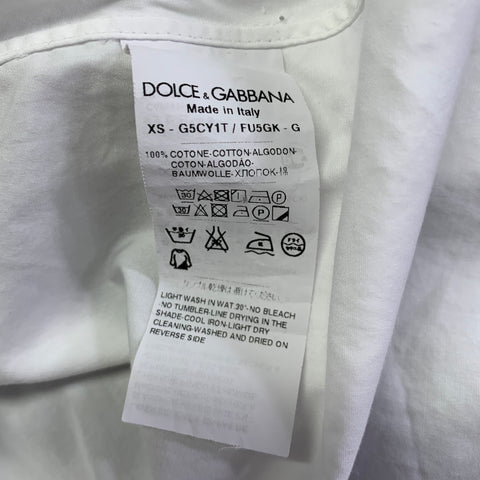 DOLCE & GABBANA Size L White Cotton Tuxedo Long Sleeve Shirt