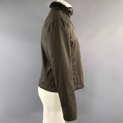JOHN VARVATOS * U.S.A. Chest Size M Brown Waxed Cotton Zip Up Jacket