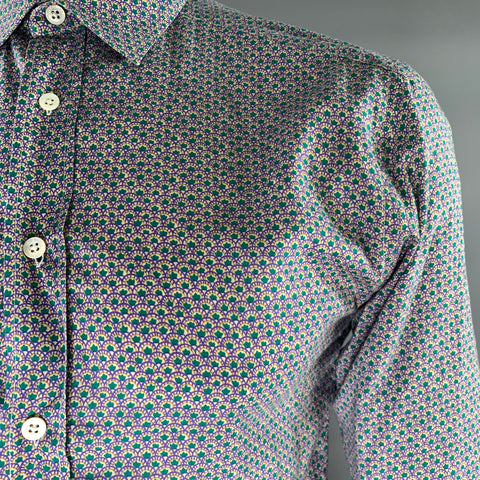 PAUL & JOE Size XL Purple Green & multi color Floral Button Up Long Sleeve Shirt