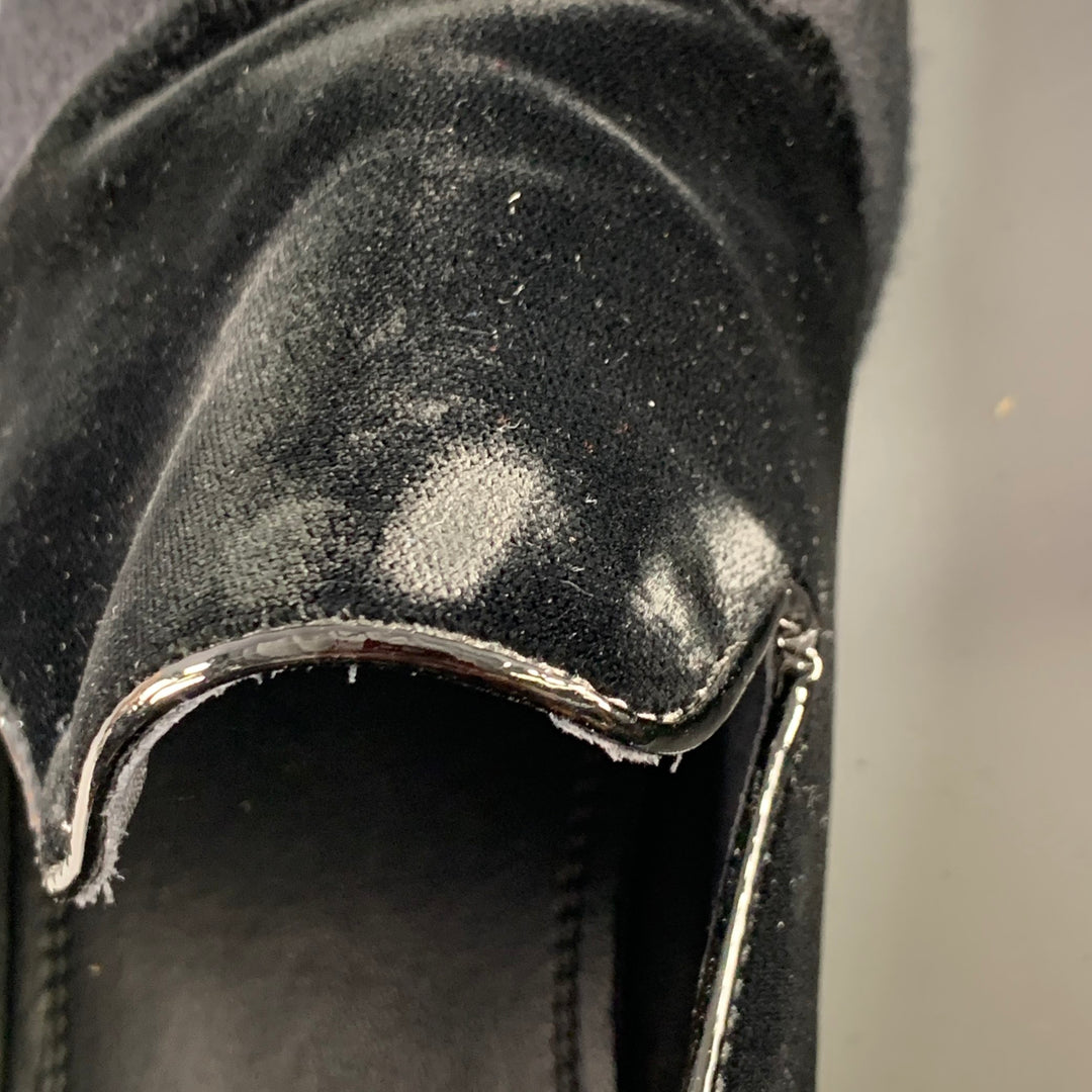 JIMMY CHOO Size 11.5 Black Grey Glitter Velvet Loafers
