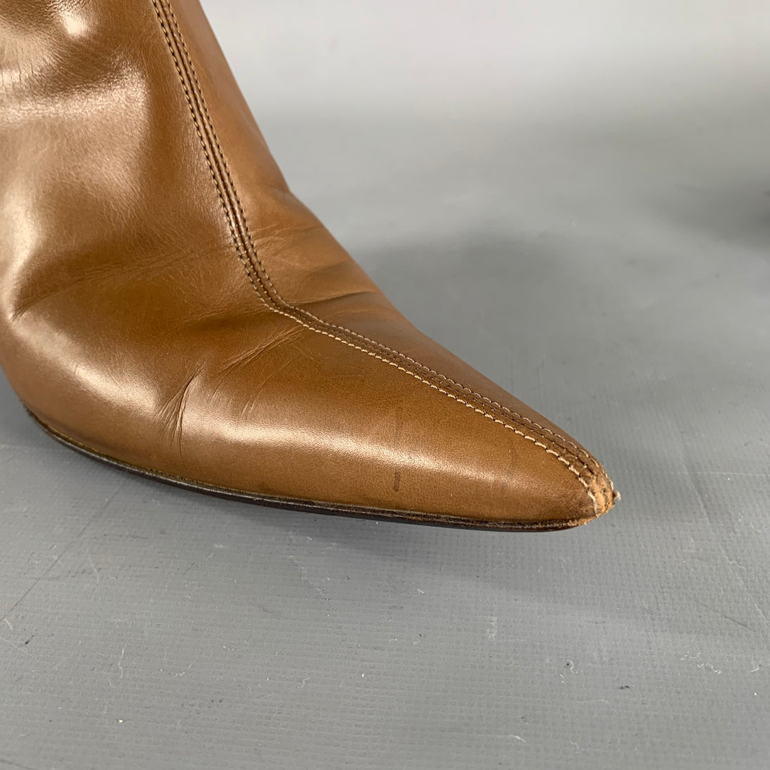 GUCCI Size 7.5 Brown Leather Pointed Toe Boots