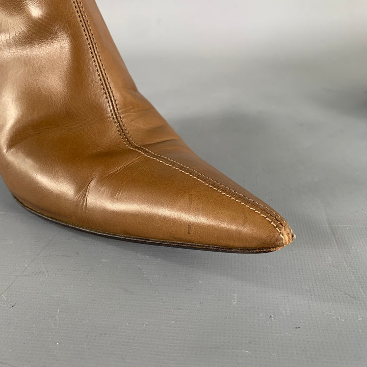 GUCCI Size 7.5 Brown Leather Pointed Toe Boots