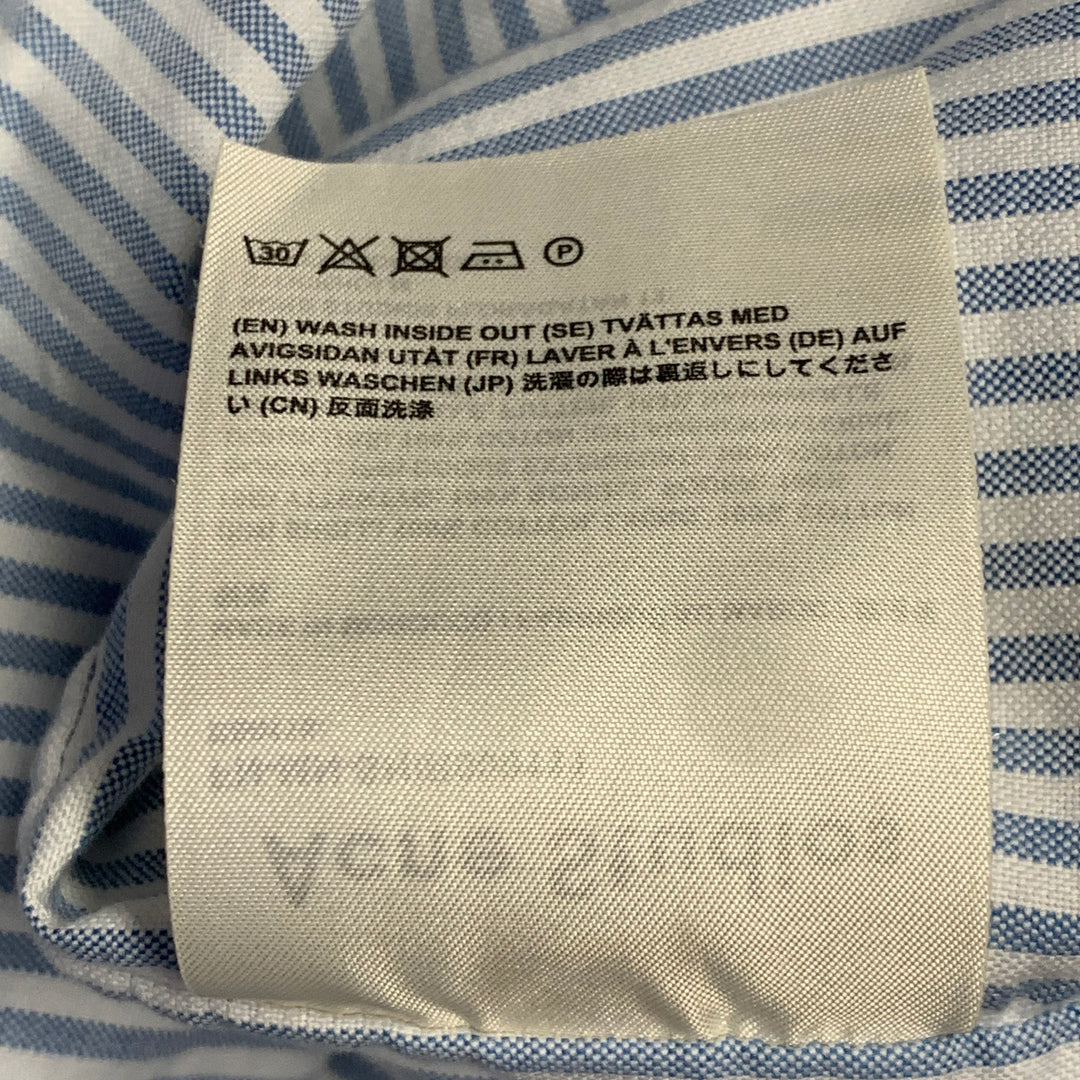 ACNE STUDIOS Size XS Blue White Stripe Cotton One pocket Long Sleeve Shirt