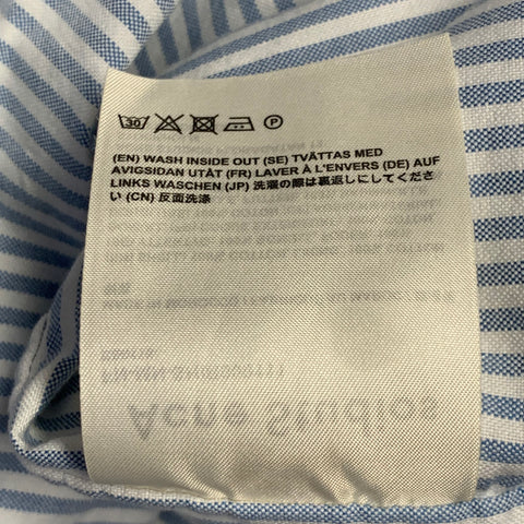 ACNE STUDIOS Size XS Blue White Stripe Cotton One pocket Long Sleeve Shirt