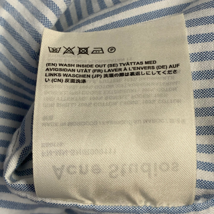 ACNE STUDIOS Size XS Blue White Stripe Cotton One pocket Long Sleeve Shirt