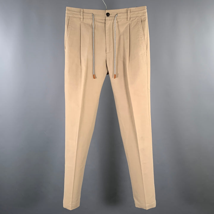 ELEVENTY Size 31 Khaki Cotton Blend Straight Casual Pants