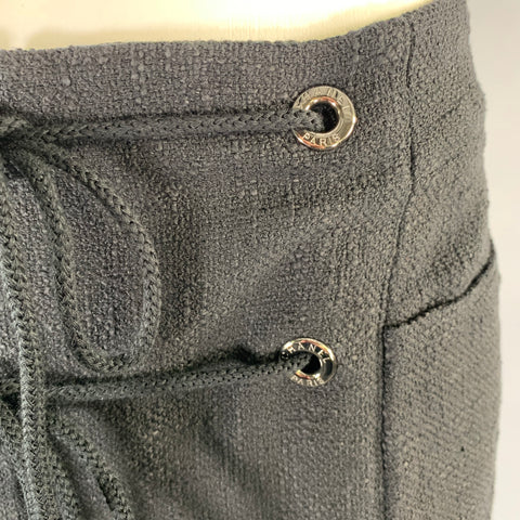 CHANEL Size M Black Cotton Wide Leg Casual Pants
