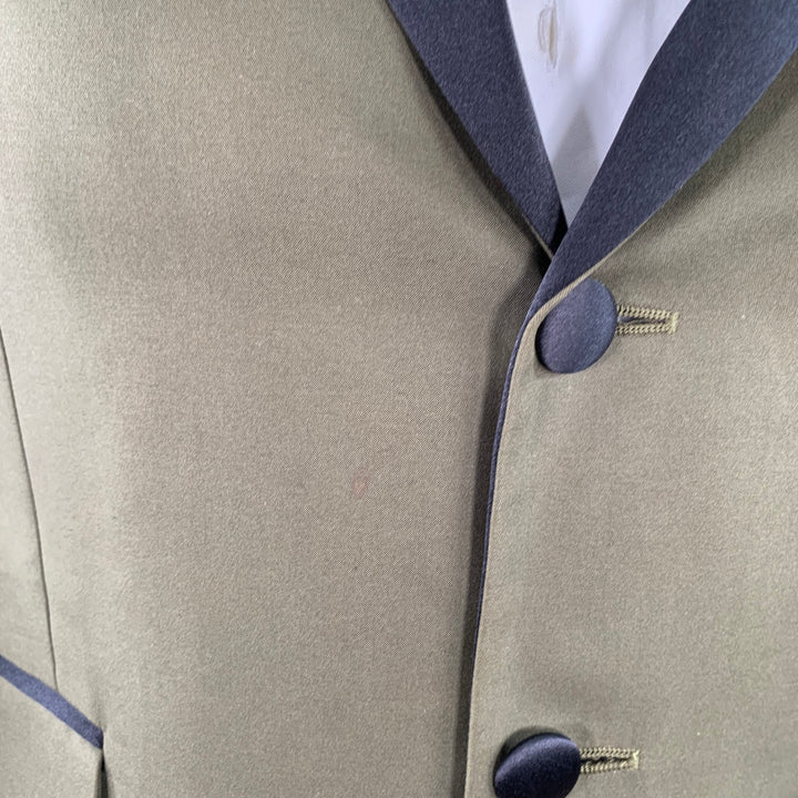 DSQUARED2 Size 42 Olive Green Black Cotton Blend Three Button Peak Lapel Sport Coat