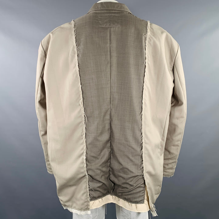 CAMIEL FORTGENS Size L Grey Taupe Color Block Cotton Raw edge Coat