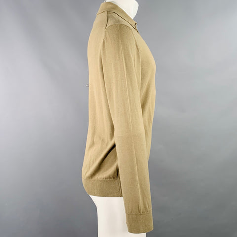 TOSCANO Polo manches longues en coton mélangé kaki, taille S