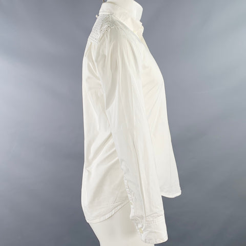 Chemise à manches longues MAIDEN NOIR taille S, blanche à pois noirs, une poche