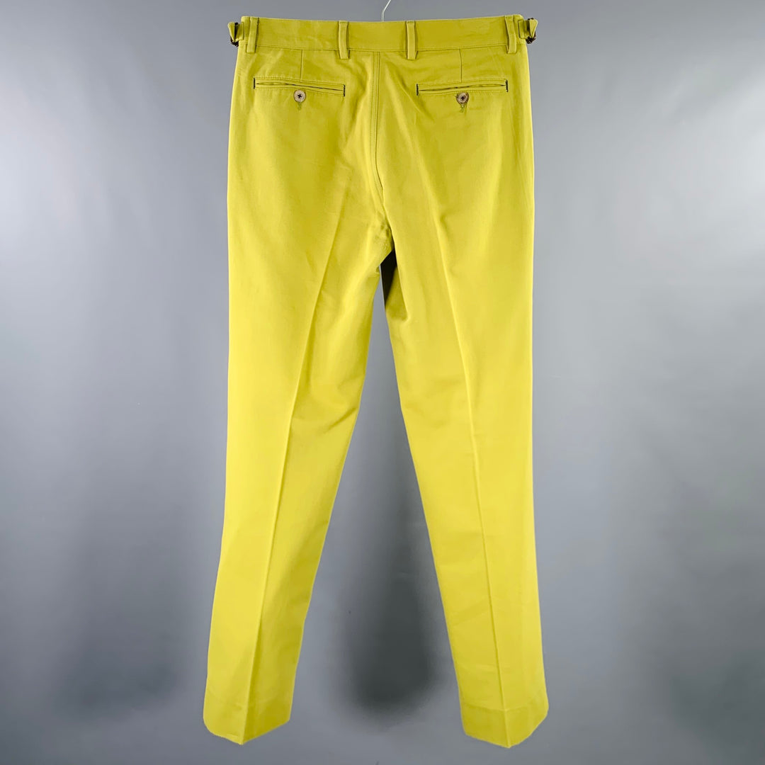 CAROLINA HERRERA Size 32 Green Chartreuse Side Tabs Dress Pants