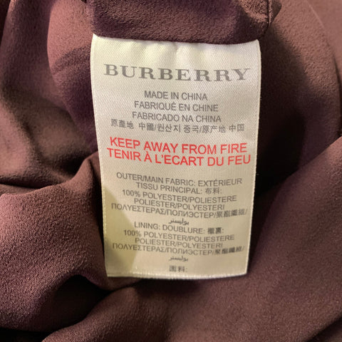 BURBERRY Size 6 Burgundy Polyester V Neck Knee-Length Cocktail Dress