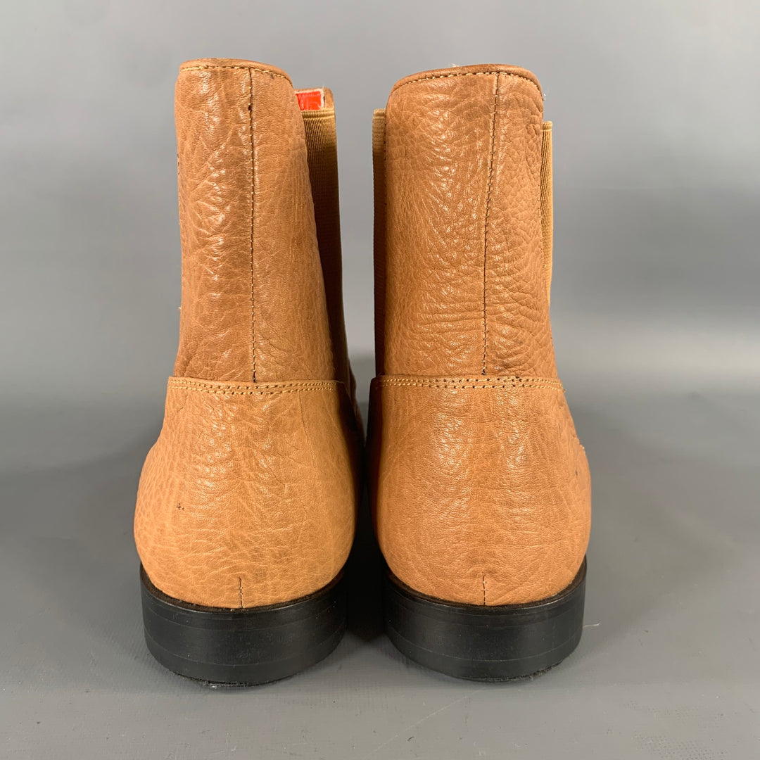 PAOLO SHOES Size 10 Tan Purple Crackled Leather Chelsea Boots