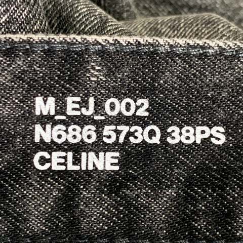 CELINE Size 29 Black Wash Denim Zip Fly Wide Leg Baggy Jeans