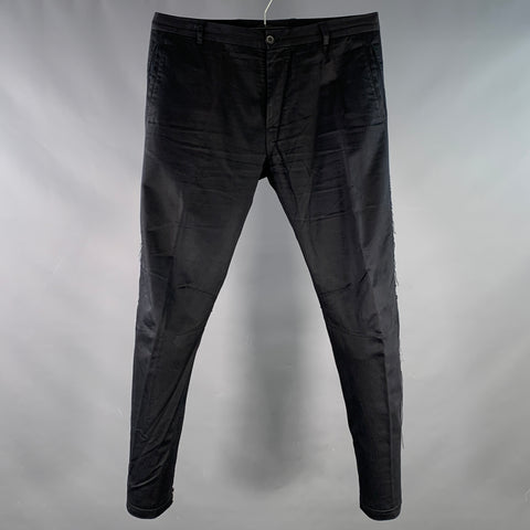 LANVIN Size 32 Black Cotton Blend Ankle Zip Flat Front Dress Pants