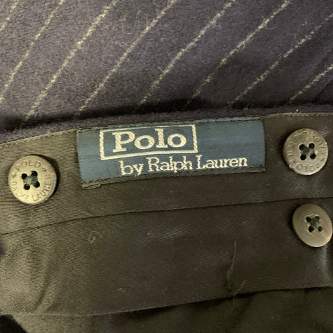 POLO by RALPH LAUREN Chest Size 44 Navy Grey Pinstripe Wool Cashmere 36 30 Suit