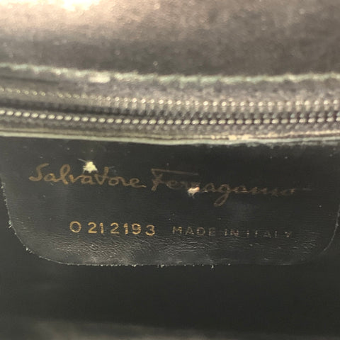 SALVATORE FERRAGAMO Vintage Black Gold Leather Top Handles Handbag