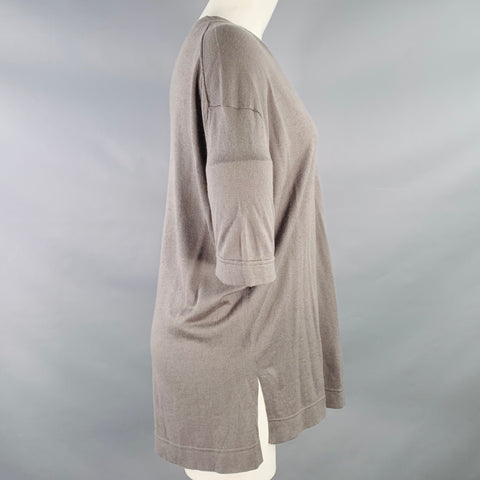JARBO Size 2 Grey Silk Cashmere Short Sleeve Casual Top