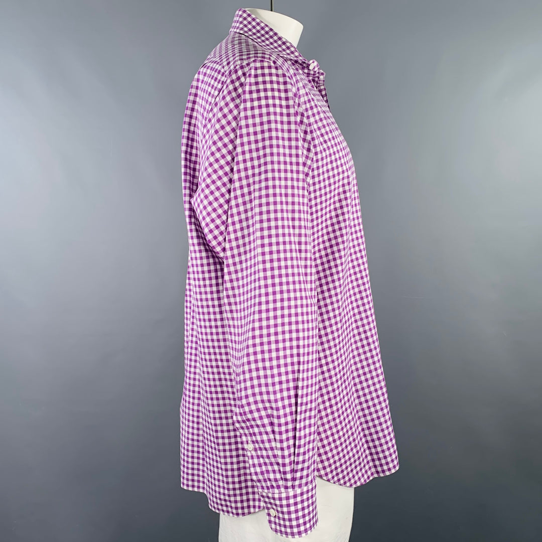 RALPH LAUREN Size XL Purple White Checkered Cotton Long Sleeve Shirt