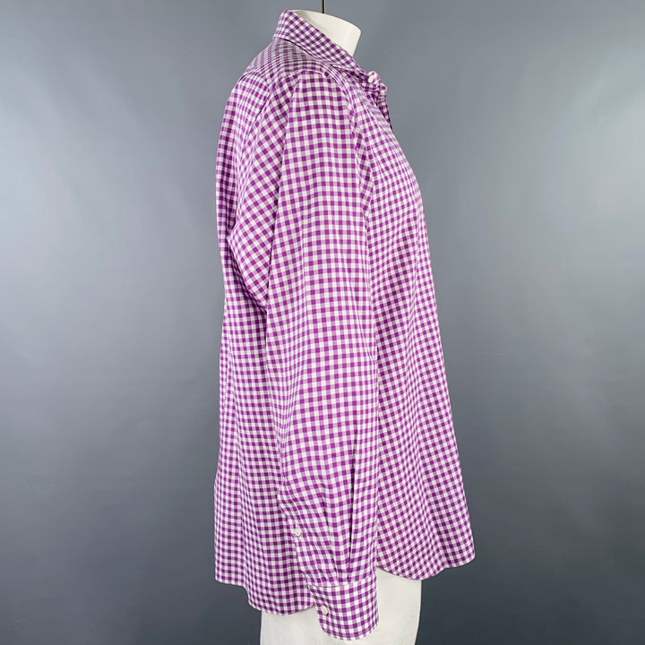 RALPH LAUREN Size XL Purple White Checkered Cotton Long Sleeve Shirt