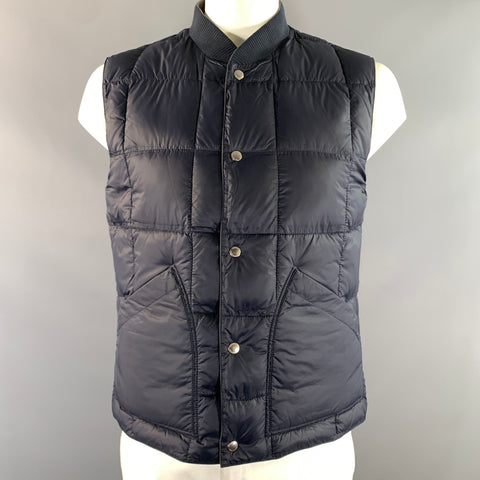 BRUNELLO CUCINELLI Size XL Grey Blue Quilted Wool Reversible Vest