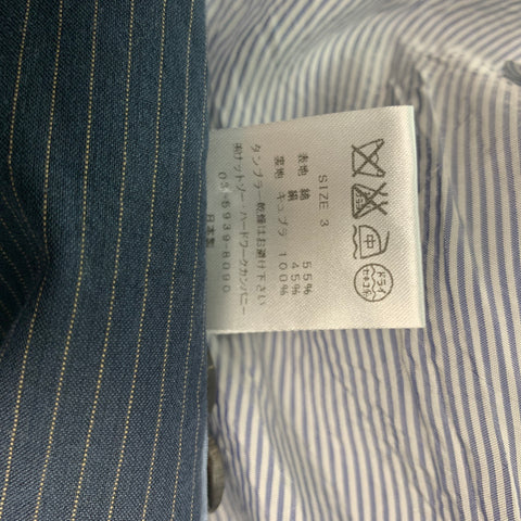 TS (S) Size L Navy Tan Pinstripe Cotton Silk Jacket