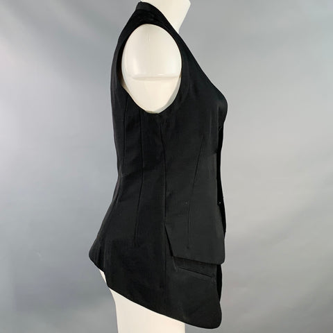 YOHJI YAMAMOTO Size S Black Wool Twill Sleeveless Double Layered Vest