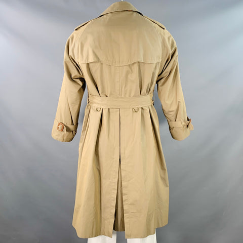 BURBERRYS Size 44 Khaki Cotton Double Breasted Belted Coat