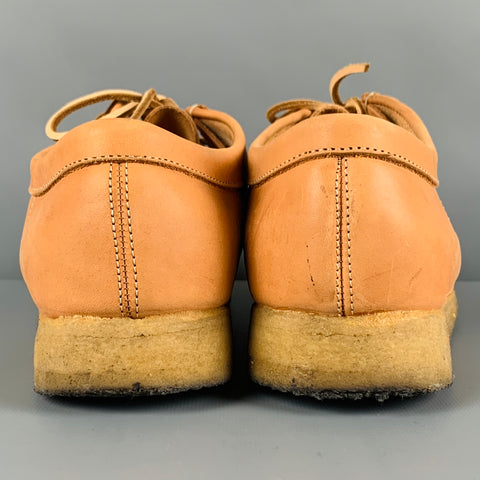 CLARKS Size 8.5 Tan Leather Moccasin Lace-Up Shoes