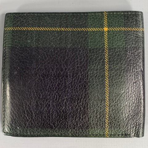 RALPH LAUREN Black Green & Yellow Plaid Leather Wallet