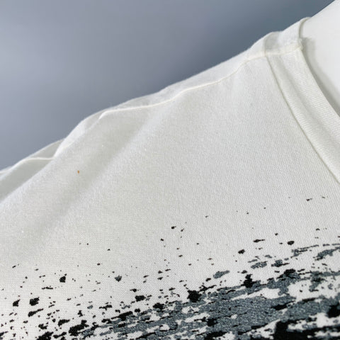 EMPORIO ARMANI Size XL White Black Grey Abstract Brushstroke Cotton Crew Neck T-shirt