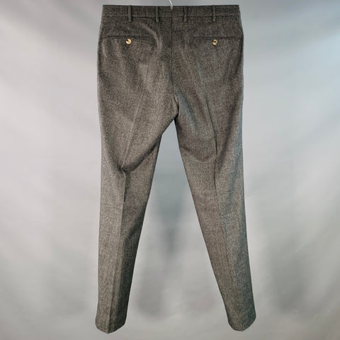 PT TORINO Size 32 Grey Black Glenplaid Wool Flat Front Dress Pants