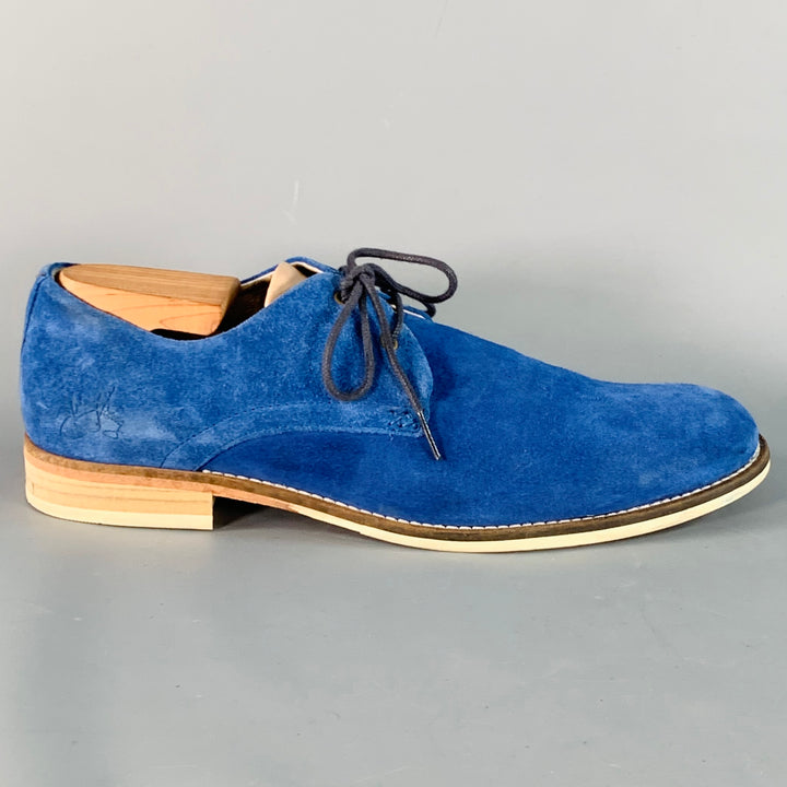 JOHN FLUEVOG Size 11 Blue Tan Suede Derby Lace-Up Shoes
