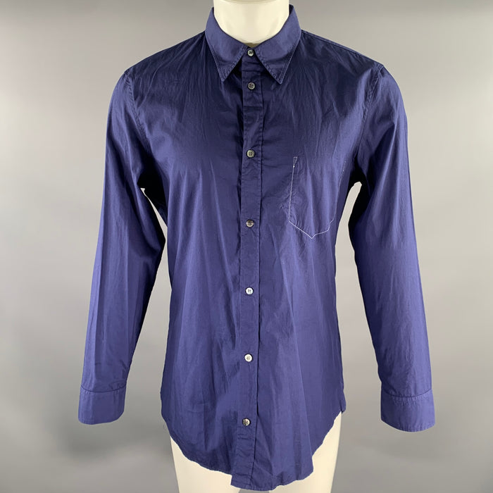 MAISON MARGIELA Size L Blue Reversed Pocket Long Sleeve Shirt