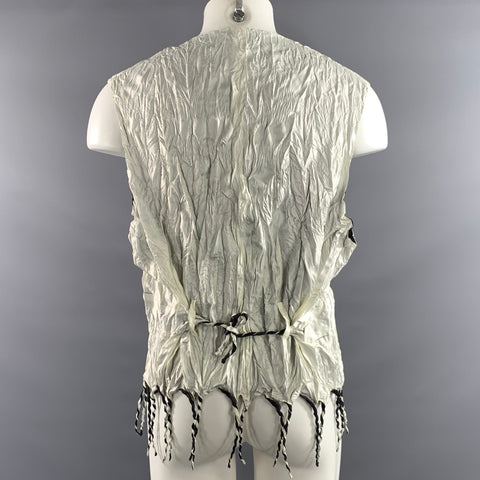 ISSEY MIYAKE Size M White Black Wrinkled Polyester Blend Vest Indoor