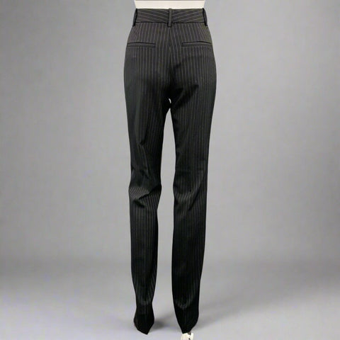 NILI LOTAN Size 2 Black Grey Polyester Blend Pinstripe Peak Lapel Pantsuit