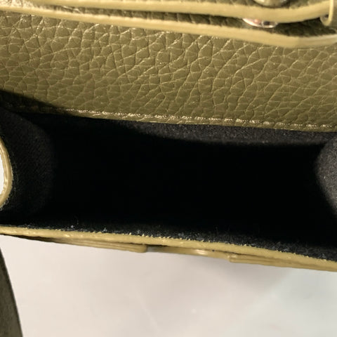 OFF-WHITE One Size Green Olive Embossed Pebble Grain Leather Phone Bag