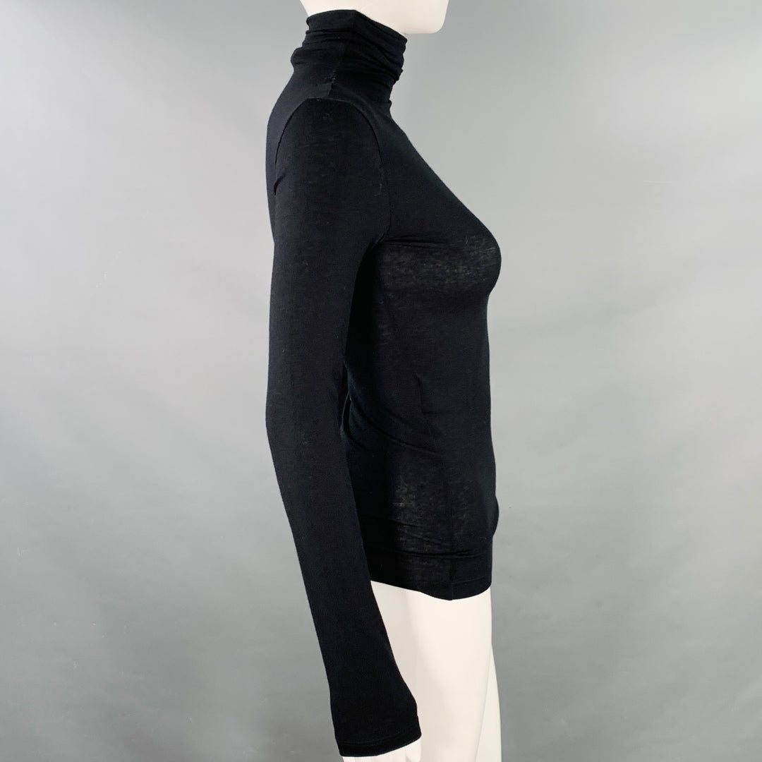 ISABEL DE PEDRO Size 4 Black White Viscose Blend Horses Asymmetrical Pullover