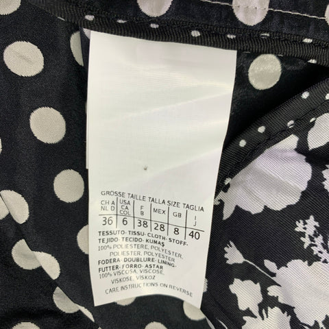 MAX MARA Size 6 White Black Polyester Polka Dot Buttoned Coat