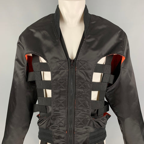 WALTER VAN BEIRENDONCK SS 19 Wild is The Wind Collection Size S Black Polyester Skeleton Bomber Jacket