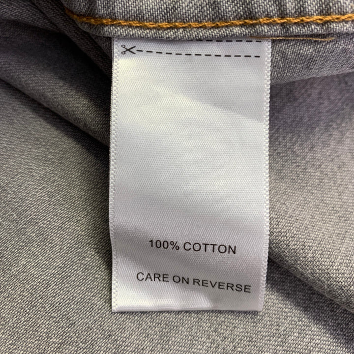 BILLY REID Size XL Shoals Grey Contrast Stitch Cotton Snaps Long Sleeve Shirt