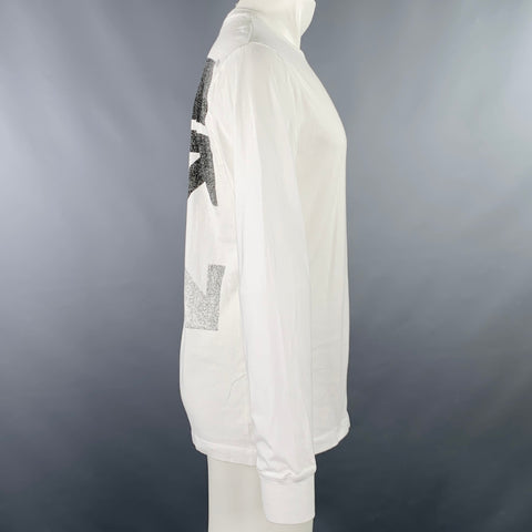 OFF-WHITE Size M White Black Graphic Cotton Long Sleeve T-shirt