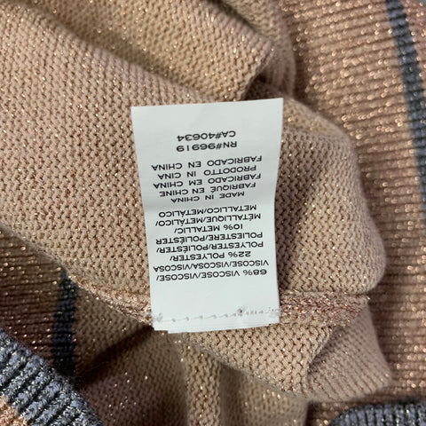 MARC JACOBS Size XS Rose Grey Metallic Viscose Blend Short Sleeve Pullover