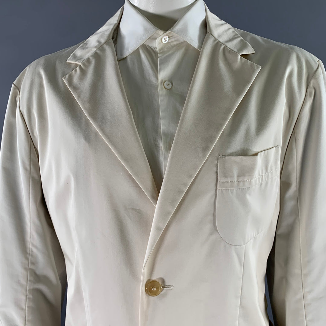 GIANFRANCO FERRE Size 50 Cream Ivory Cotton Blend Notch Lapel Sport Coat