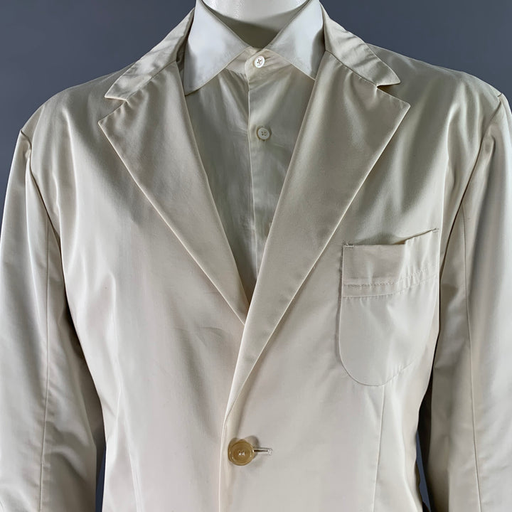 GIANFRANCO FERRE Size 50 Cream Ivory Cotton Blend Notch Lapel Sport Coat