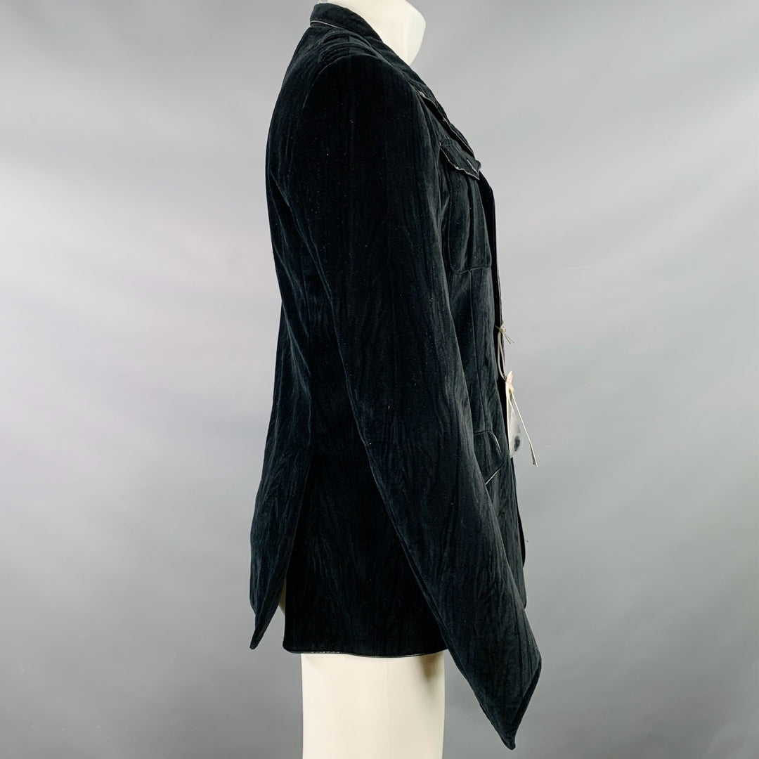 JOHN RICHMOND Size 40 Black Cotton Velvet Snaps Jacket