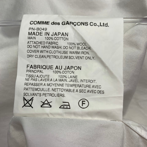 COMME des GARCONS HOMME PLUS Size L White Green Contrast Trim Long Sleeve Shirt