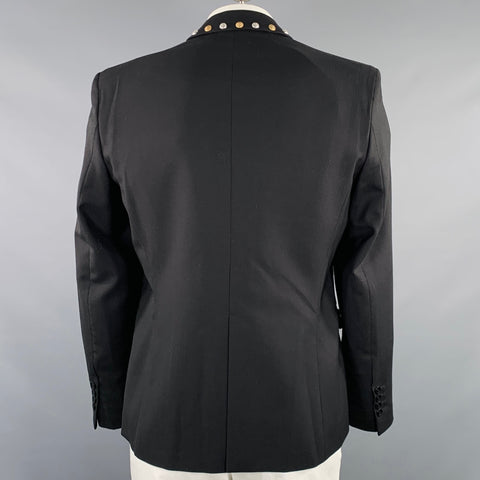 MOSCHINO COUTURE Size 42 Black Studded Wool Notch Lapel Sport Coat